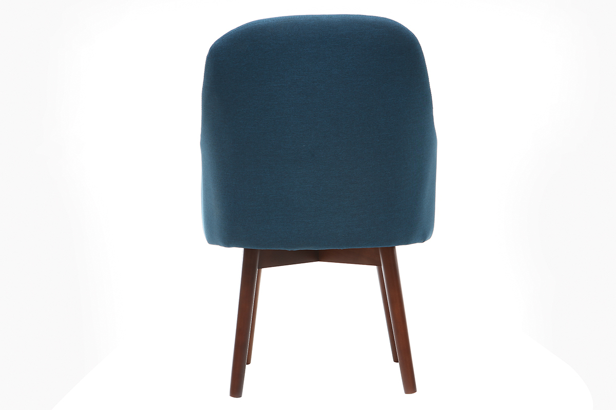 Fauteuil scandinave bleu canard et bois fonc� MONA