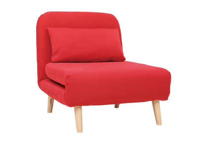 Fauteuil scandinave convertible en tissu rouge AMIKO - Fauteuil scandinave convertible en tissu rouge AMIKO