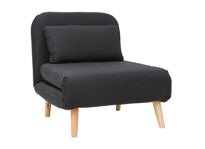 Fauteuil scandinave convertible tissu gris fonc&eacute; AMIKO