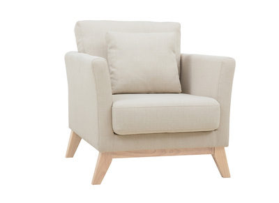 Fauteuil scandinave d&eacute;houssable tissu beige OSLO