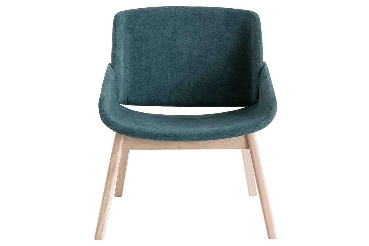Fauteuil scandinave effet velours bleu-vert WILLY
