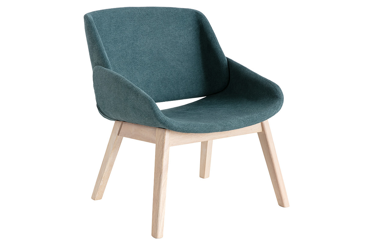 Fauteuil scandinave effet velours bleu-vert WILLY