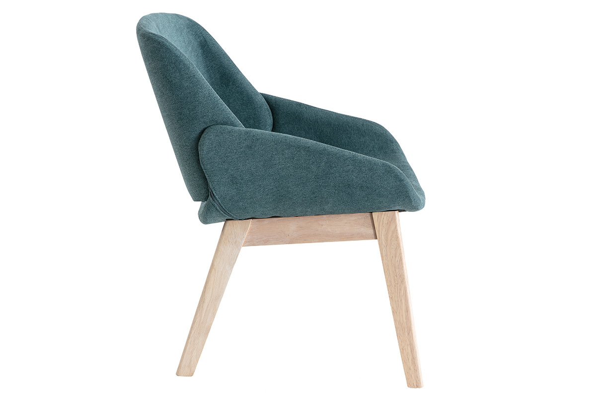 Fauteuil scandinave effet velours bleu-vert WILLY