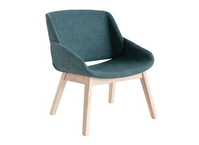 Fauteuil scandinave effet velours bleu-vert WILLY