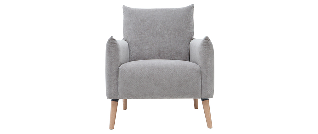 Fauteuil scandinave effet velours textur� gris clair AGAPE