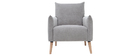 Fauteuil scandinave effet velours textur&eacute; gris clair AGAPE