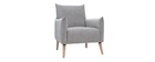 Fauteuil scandinave effet velours textur&eacute; gris clair AGAPE