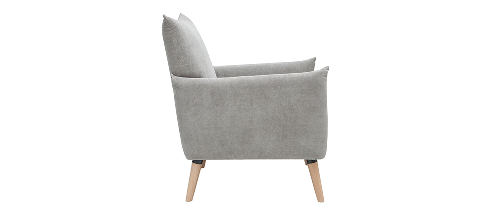Fauteuil scandinave effet velours textur� gris clair AGAPE