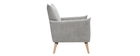 Fauteuil scandinave effet velours textur&eacute; gris clair AGAPE