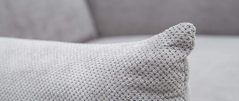 Fauteuil scandinave effet velours textur� gris clair AGAPE