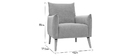 Fauteuil scandinave effet velours textur&eacute; gris clair AGAPE