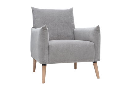 Fauteuil scandinave effet velours textur&eacute; gris clair AGAPE