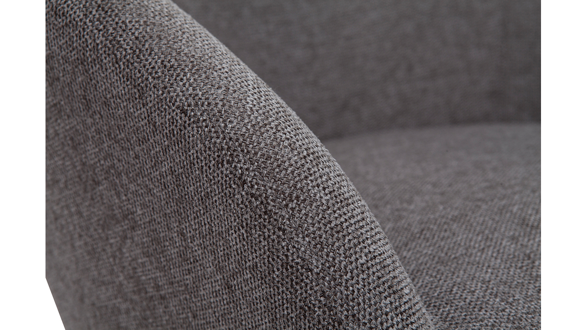 Fauteuil scandinave en tissu effet velours textur gris et bois clair OLIVIA