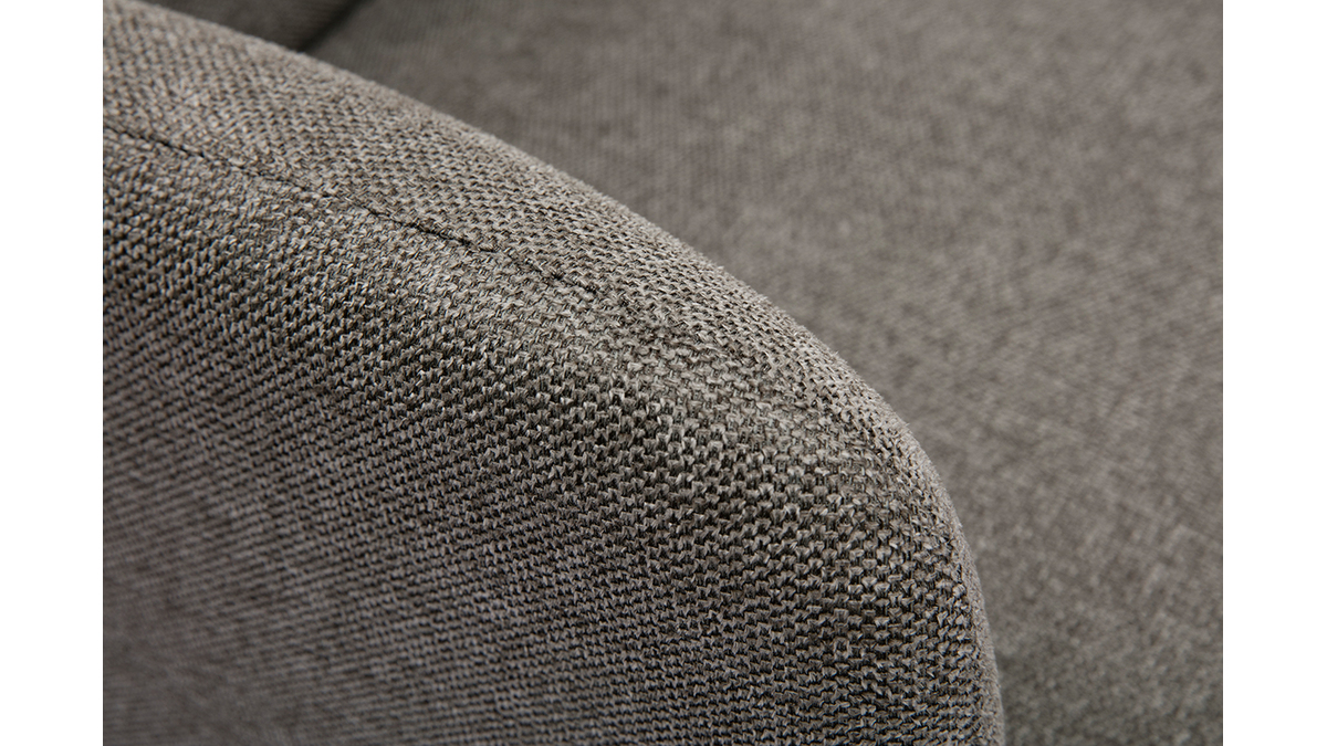 Fauteuil scandinave en tissu effet velours textur gris et bois fonc ISKO