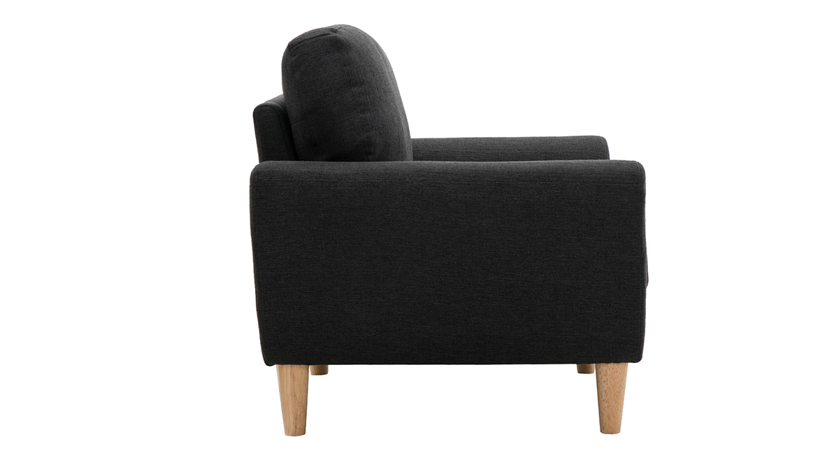 Fauteuil scandinave en tissu gris anthracite et bois clair ALICE