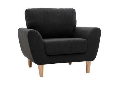 Fauteuil scandinave en tissu gris anthracite et bois clair ALICE
