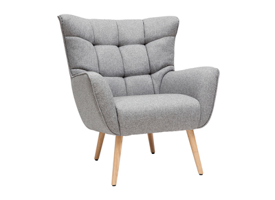 Fauteuil scandinave en tissu gris clair et bois AVERY - Miliboo & St&eacute;phane Plaza