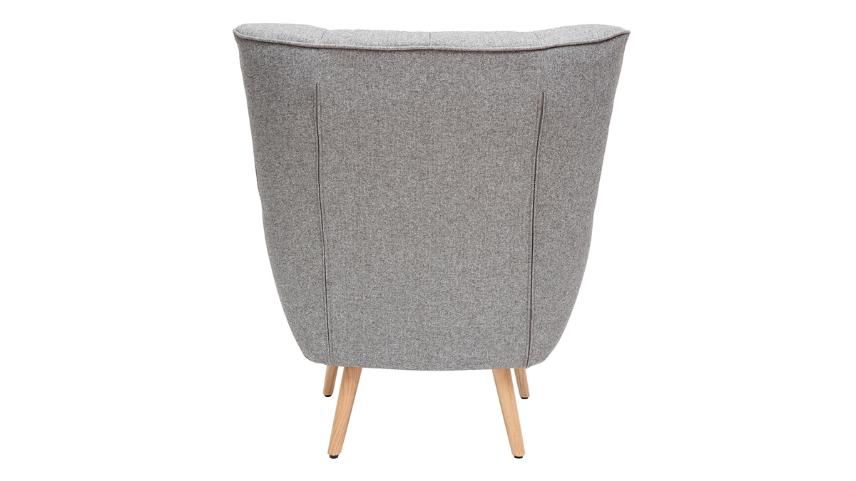 Fauteuil scandinave en tissu gris clair et bois clair AVERY