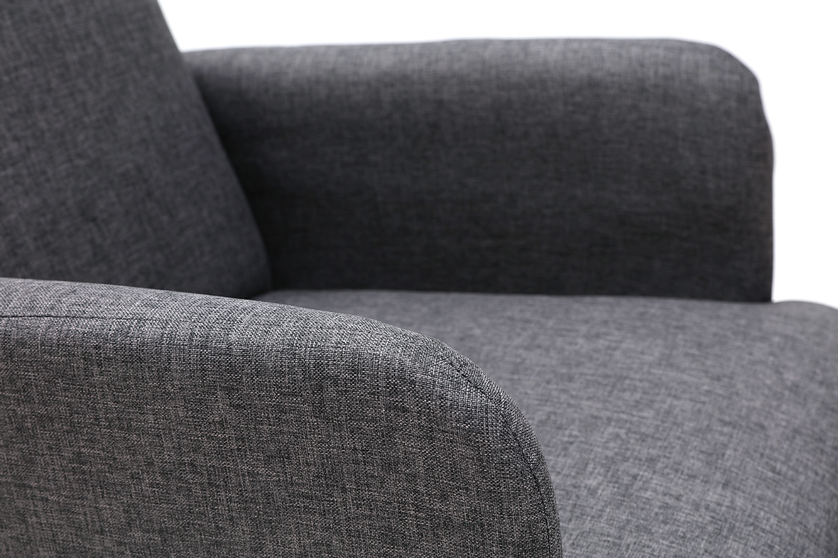 Fauteuil scandinave en tissu gris fonc� et bois clair ISKO