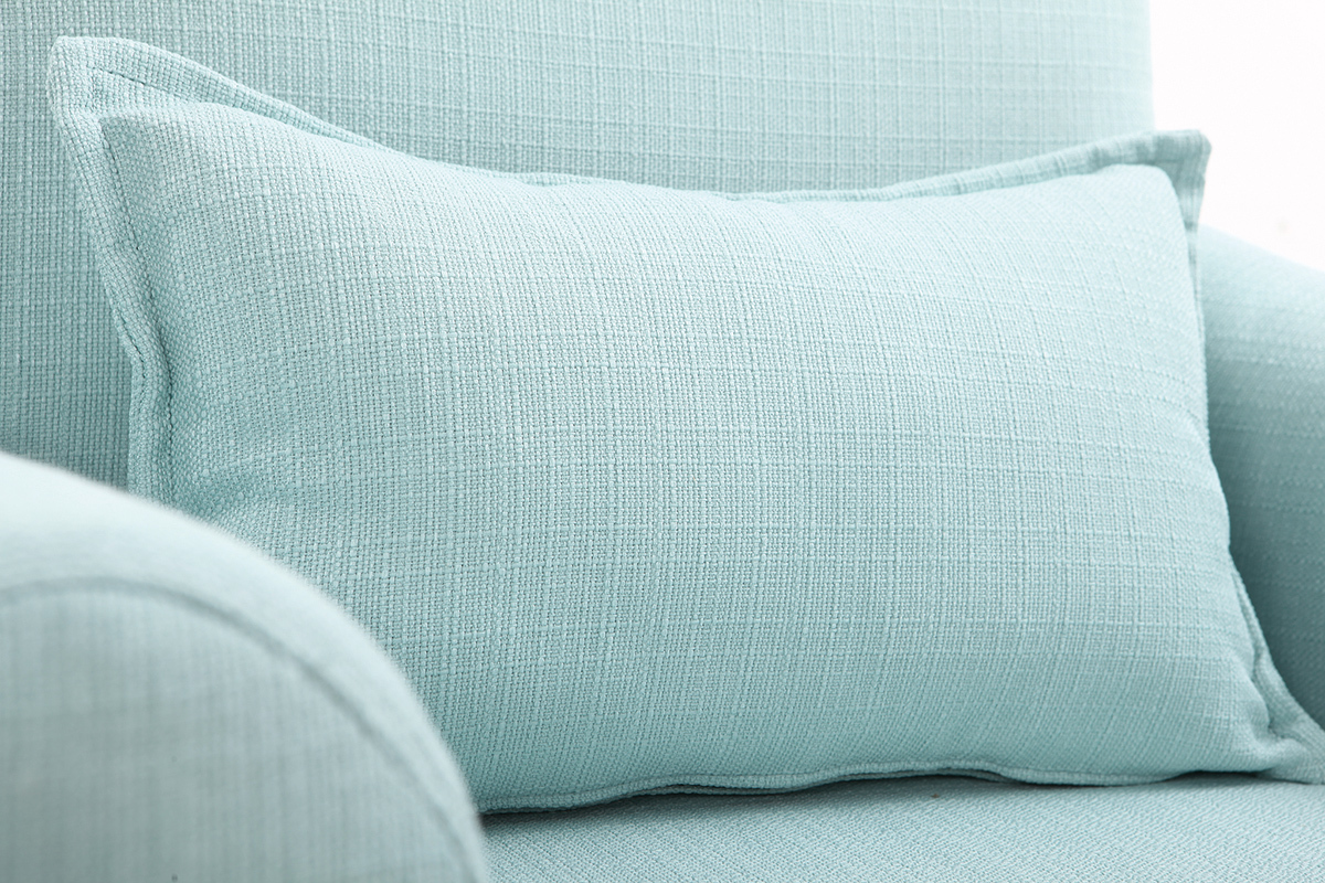 Fauteuil scandinave en tissu menthe  l'eau et bois clair KATE