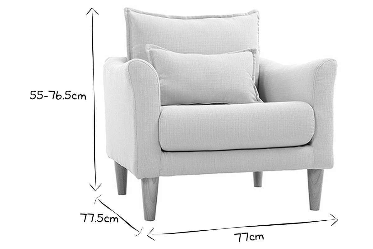 Fauteuil scandinave en tissu menthe  l'eau et bois clair KATE
