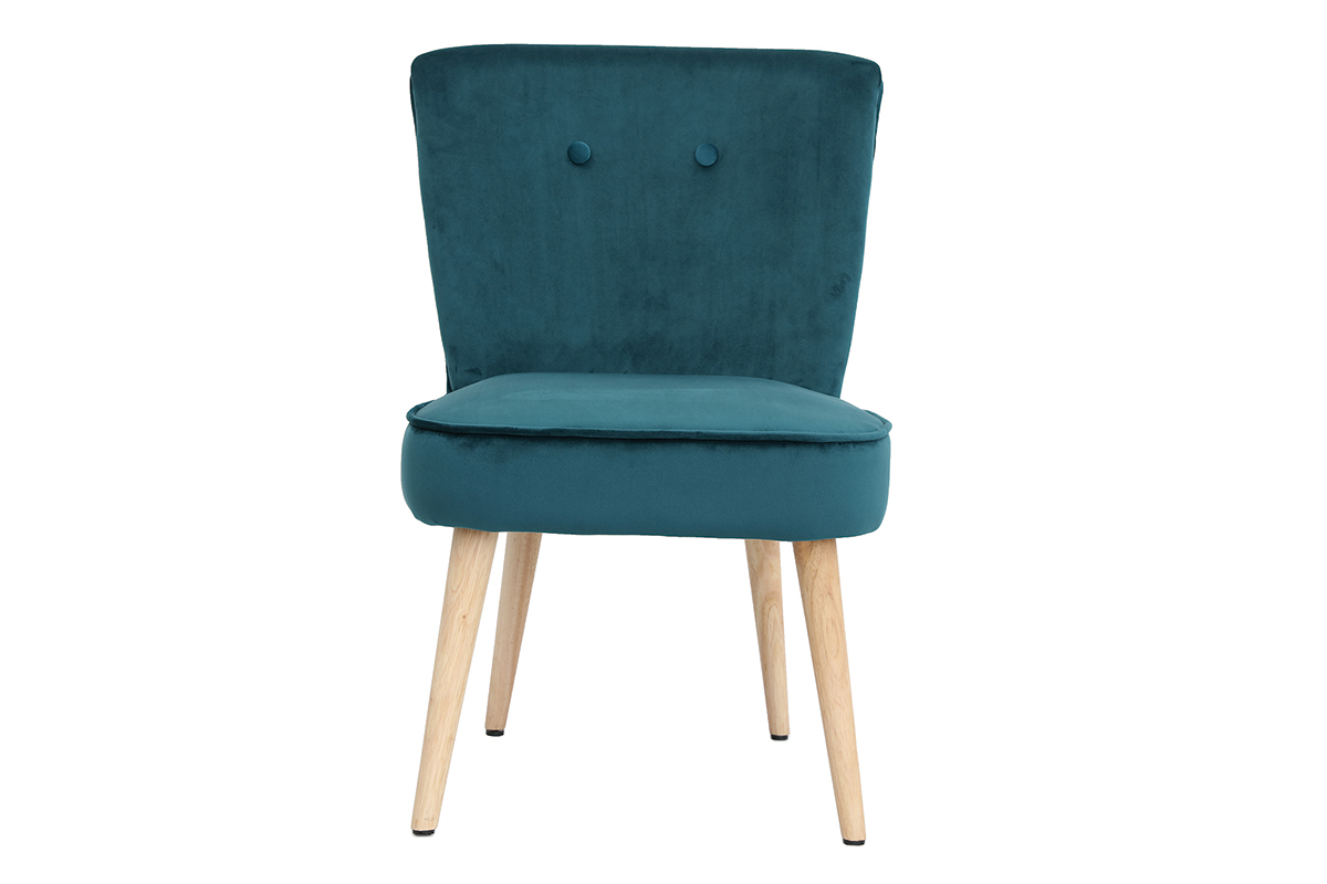 Fauteuil scandinave en velours bleu canard SAYU
