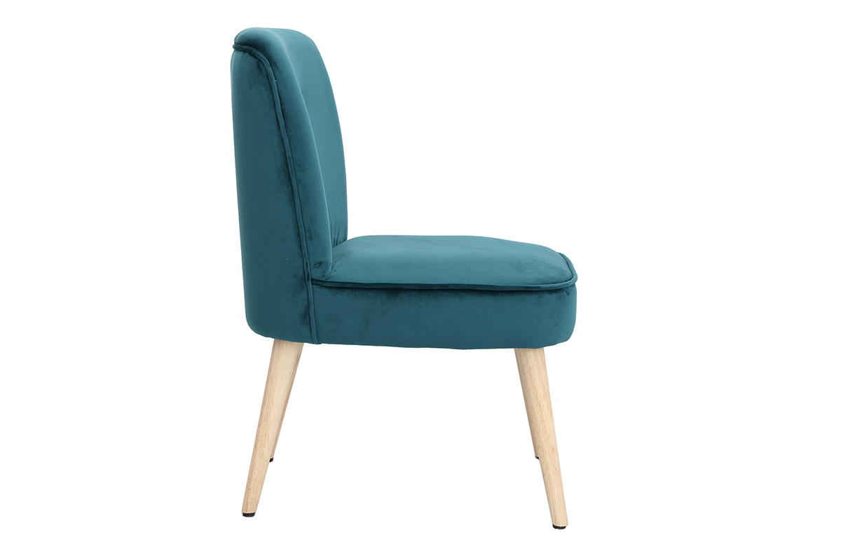 Fauteuil scandinave en velours bleu canard SAYU