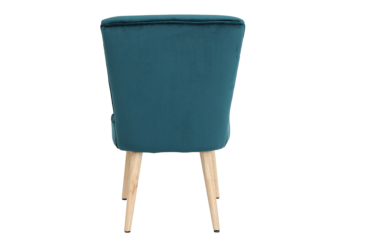 Fauteuil scandinave en velours bleu canard SAYU