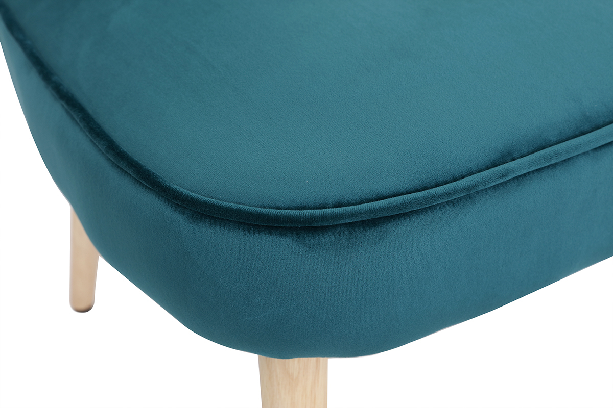 Fauteuil scandinave en velours bleu canard SAYU
