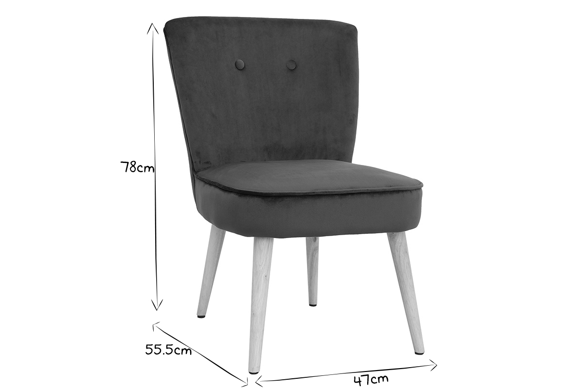 Fauteuil scandinave en velours bleu canard SAYU