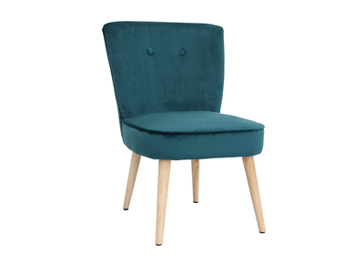Fauteuil scandinave en velours bleu canard SAYU
