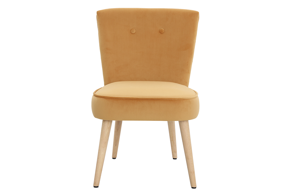 Fauteuil scandinave en velours jaune SAYU