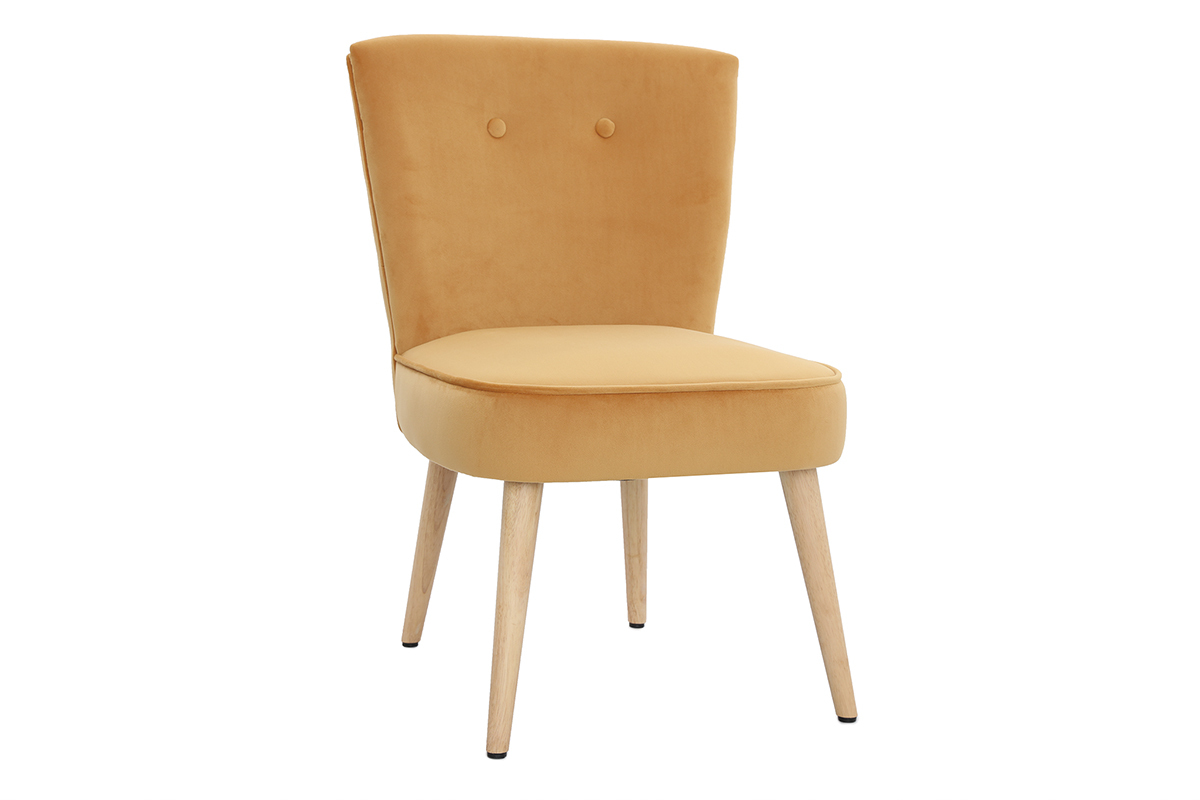 Fauteuil scandinave en velours jaune SAYU