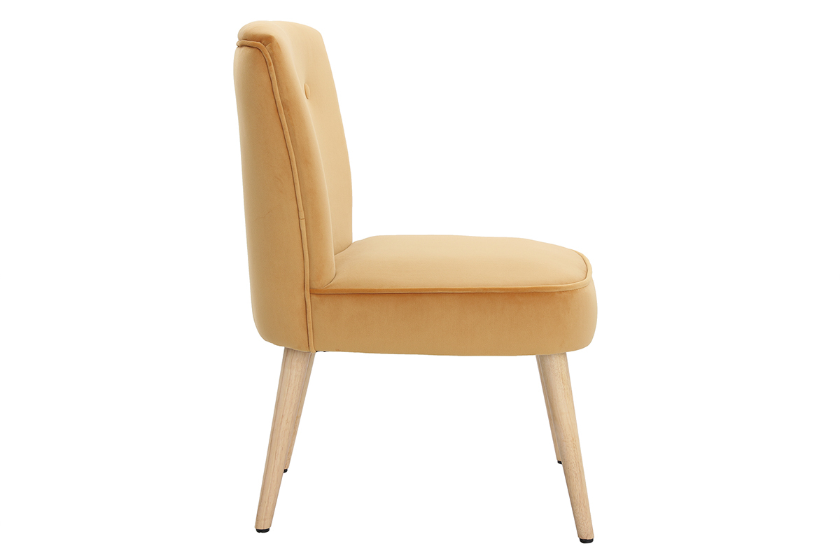 Fauteuil scandinave en velours jaune SAYU