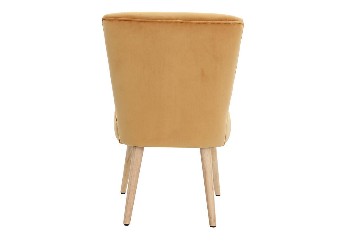 Fauteuil scandinave en velours jaune SAYU