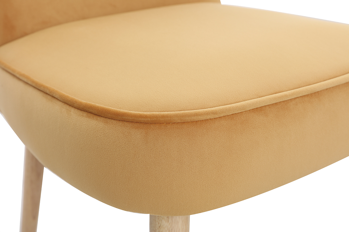 Fauteuil scandinave en velours jaune SAYU