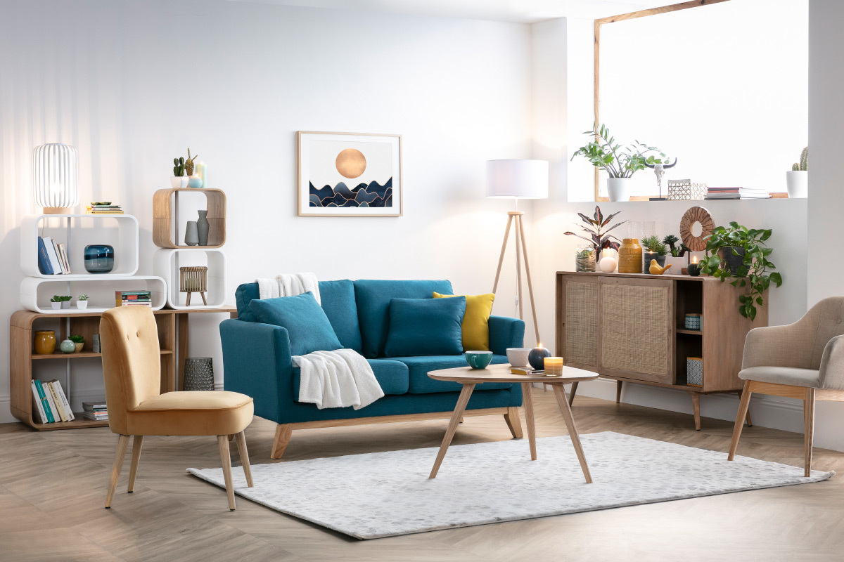 Fauteuil scandinave en velours jaune SAYU