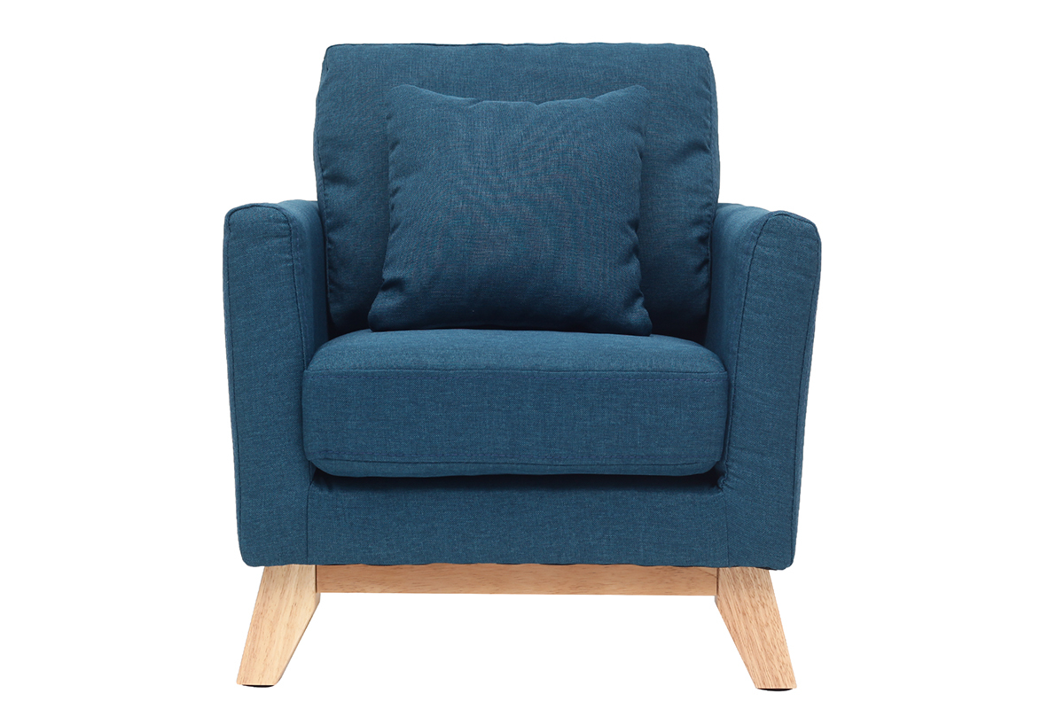 Fauteuil scandinave enfant dhoussable en tissu bleu canard et bois clair BABY OSLO