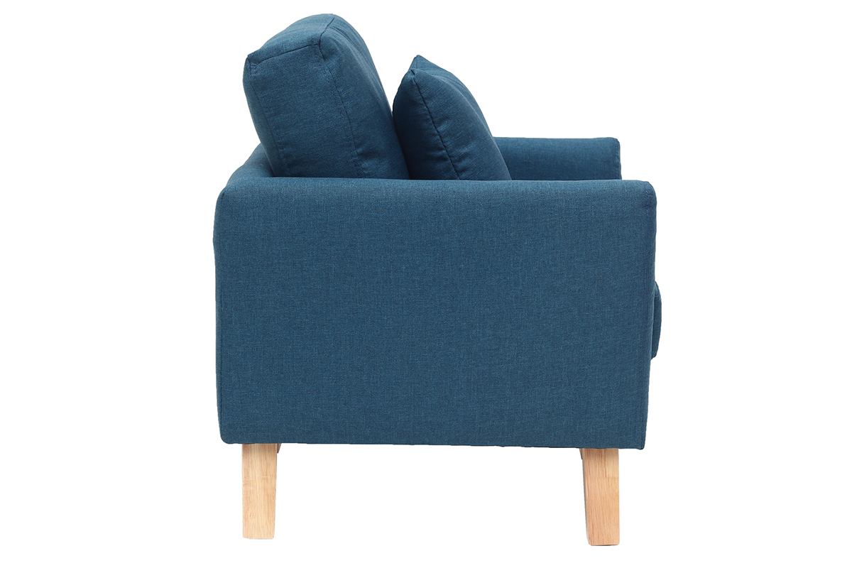 Fauteuil scandinave enfant dhoussable en tissu bleu canard et bois clair BABY OSLO