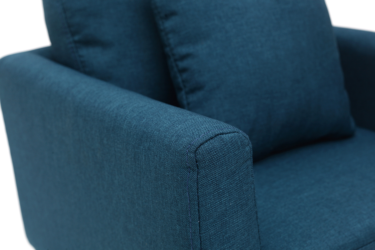 Fauteuil scandinave enfant dhoussable en tissu bleu canard et bois clair BABY OSLO