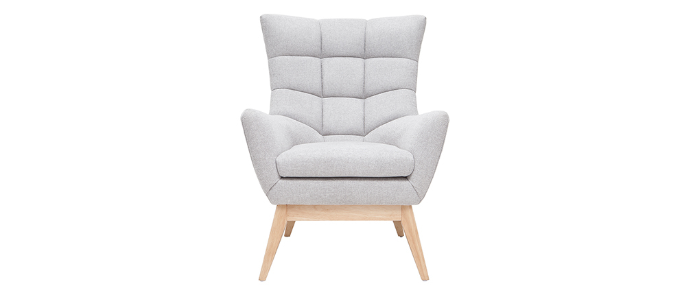 Fauteuil scandinave gris clair et bois BRODY