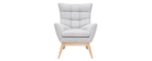 Fauteuil scandinave gris clair et bois BRODY