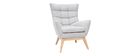 Fauteuil scandinave gris clair et bois BRODY