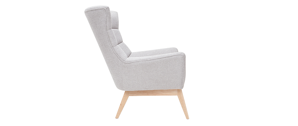 Fauteuil scandinave gris clair et bois BRODY