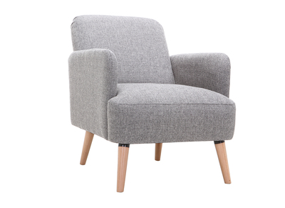 Fauteuil scandinave gris clair et bois ISKO