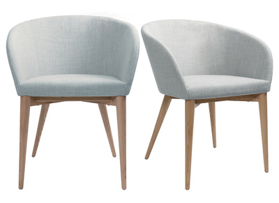 Fauteuil scandinave gris clair et bois lot de 2 DALIA
