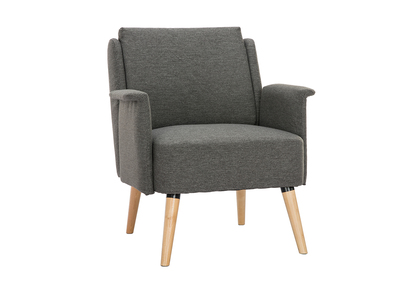 Fauteuil scandinave gris fonc&eacute; et bois AEOLA