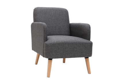 Fauteuil scandinave gris fonc&eacute; et bois ISKO