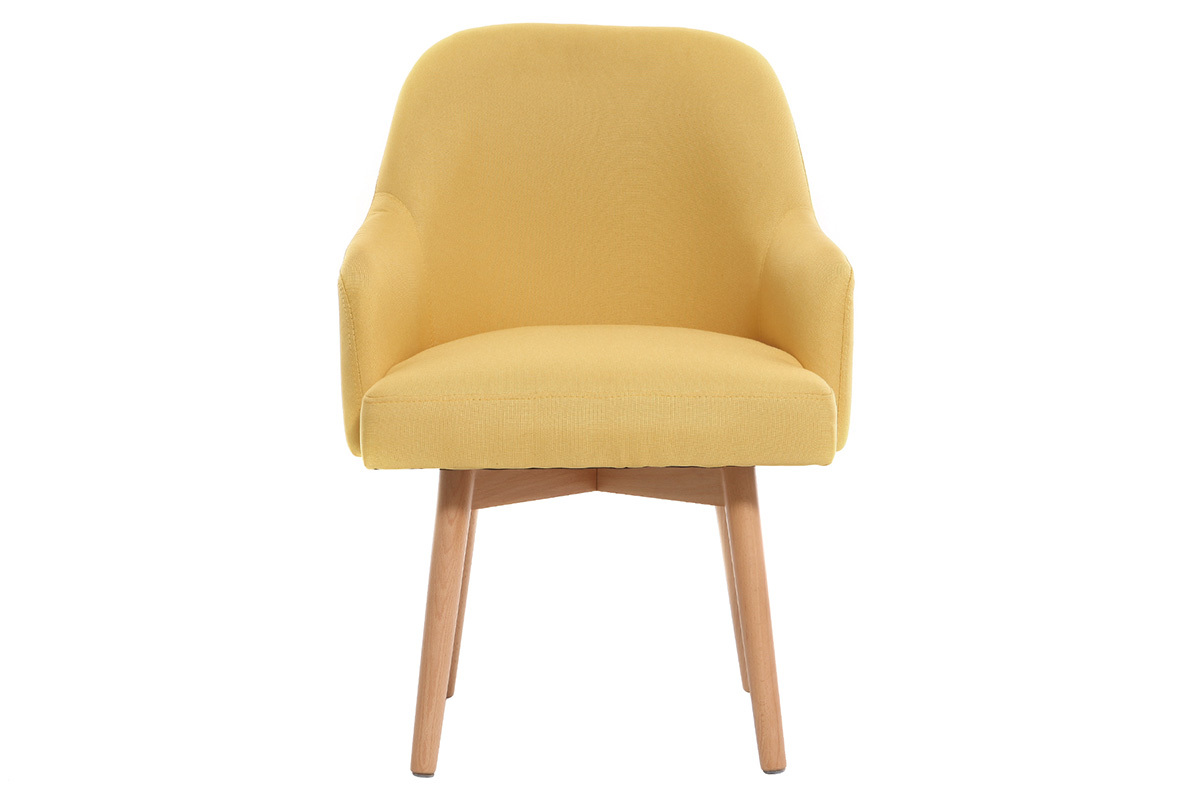 Fauteuil scandinave jaune et bois clair MONA