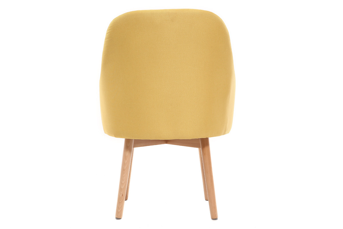 Fauteuil scandinave jaune et bois clair MONA